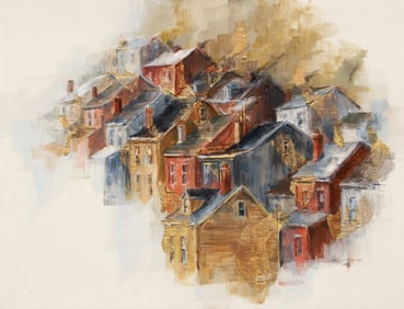 Cynthia Cooley 1996 painting collage Pittsburgh Southside