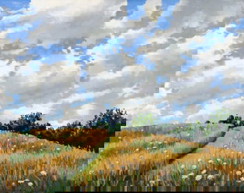 Bud Gibbons 1995 plein air Wildflower Field oil on canvas