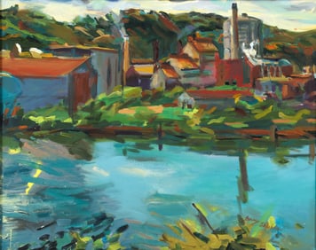 Barry Shields Neville Island Coke Works Oil on Canvas