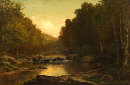 George Hetzel 1878 oil Trout Fishing at Scalp Level