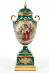 Royal Vienna Style Porcelain Lidded Urn Drei Kunste