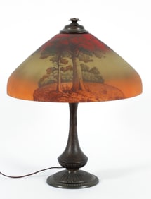 Reverse Painted Glass Lamp Phoenix/Pittsburgh