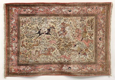 Vintage Persian Qum Silk Wall Tapestry