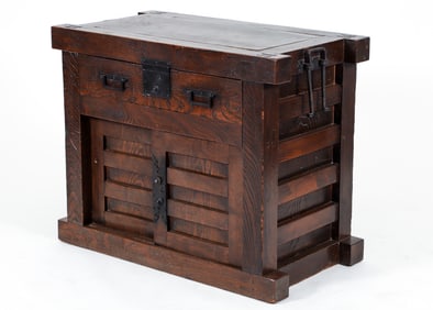 Japanese Elmwood Iron Mounted Tansu Chest