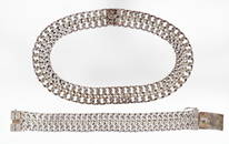 Mexican Sterling Cord Link Necklace and Bracelet Set