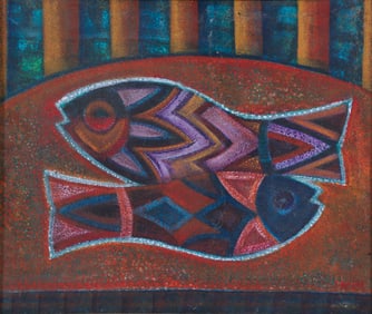 Simon Avissar Oil on Board Fish