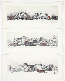 3 Boris O'Klein Dirty Dogs of Paris Etchings on Paper