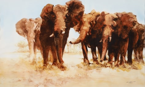Bill Perry Watercolor Painting Elephants 2015
