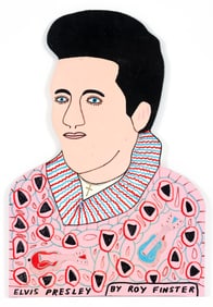 Roy Finster painted plywood cutout Elvis Presley