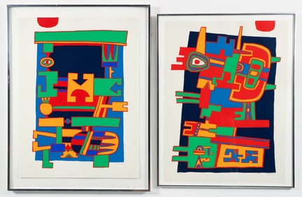 2 Jacques Soisson 1977 framed original serigraphs