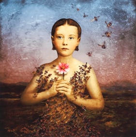 Maggie Taylor Signed Surrealist Photograph Girl With Bee Dress