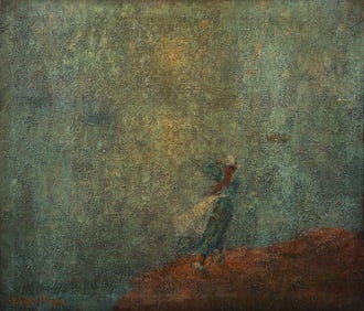 George Thompson-Pritchard Solitary Figure Oil on Canvas