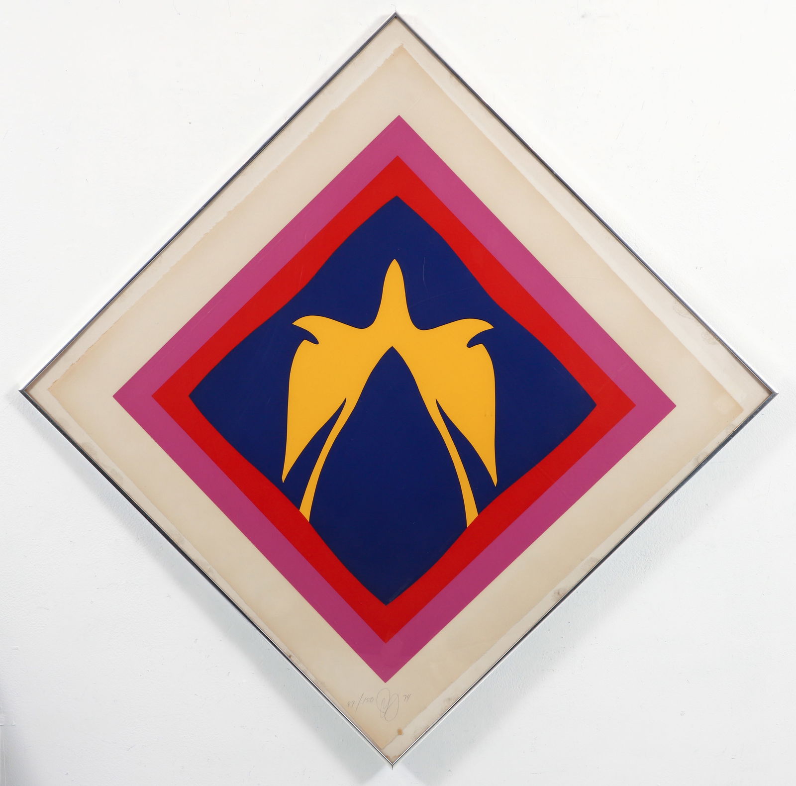 Jack Youngerman 1974 original serigraph Images II: Youngerman, Jack (American 1926-2020), Images II, 1974, serigraph printed in colors, 25.5 x 25.5 inches, published by Pace Editions, pencil signed and numbered 87/150, framed 34 x 34 inches. Provenanc