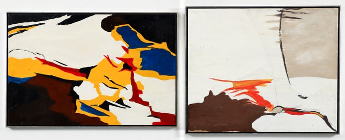 2 Mid 20th Century Abstract Oils on Board