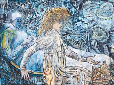 French School Modern painting Woman with Edwardian Costume