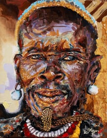 Contemporary Portrait of an African Man Acrylic on Canvas