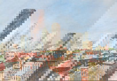 Cynthia Cooley Pencil Signed Pittsburgh Skyline Color Print