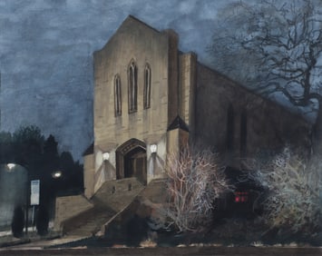 Jim Nelson 2012 mixed media drawing Waverly Church