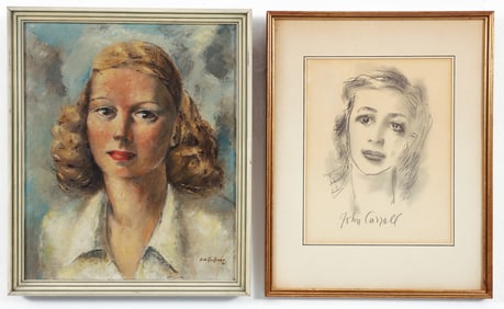 2 Portraits of a Young Lady, Inc. John Carroll Drawing