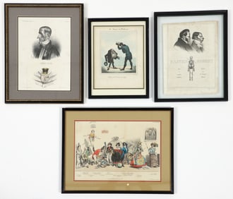 Collection of four 19th Century Caricatures including 2 by Daumier