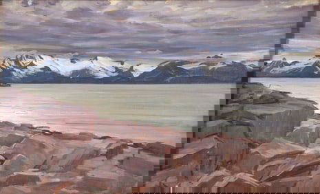 Attr. Ole Juul Oil on Canvas Pining for the Fjords 1927