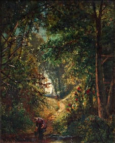 Edmund Darch Lewis Landscape with Figure Oil on Canvas