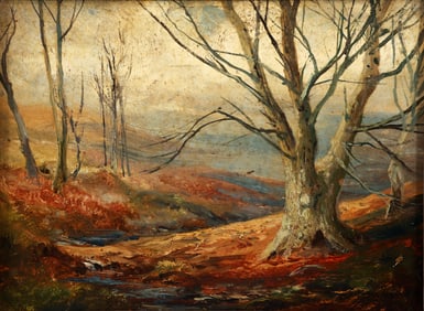 William S. Robinson Autumn Landscape Oil on Board