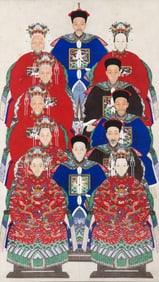 Qing Dynasty Chinese Multi-Generational Ancestor Portrait