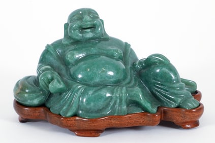 Carved Hardstone Reclining Laughing Buddha