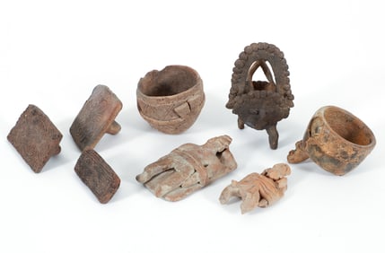 8 Pre-Columbian Earthenware Objects and Stamps