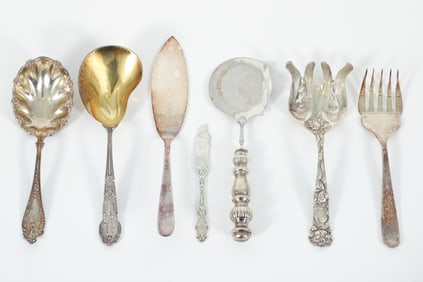 7 pieces of Sterling and Silver Plate, Christofle, Italian