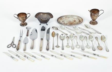 28 Pieces of Sterling and Other Flatware, Holloware