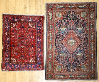 2 Vintage Persian Wool Pile Rugs