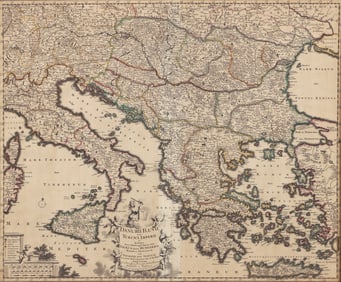 Map of Danube and European Ottoman Empire, by Frederick de Wit. c. 1705