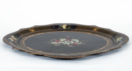 19th Century Hand Painted Large Tole Tray