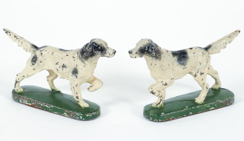 Pair of Vintage Hubley Cast Iron Irish Setter Dog Doorstops