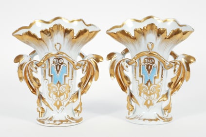 Old Paris porcelain pair of garniture Vases