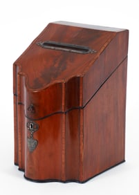 George III Mahogany Cutlery Box repurposed as outgoing mail box