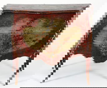 Polychrome Hand Painted Bombe Commode