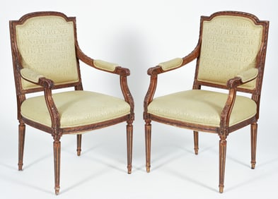 Pair of Louis XVI Style Fauteuil Chairs