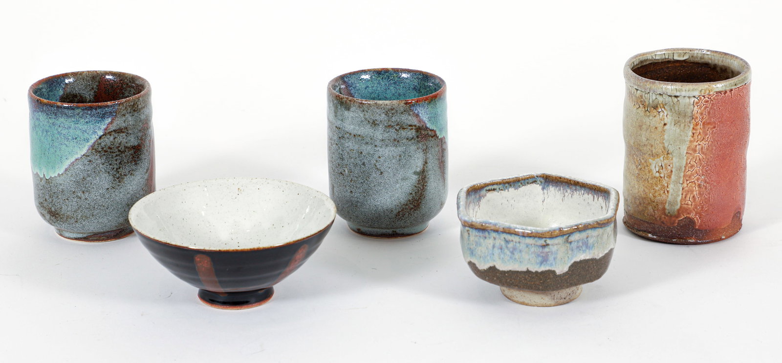 5 Contemporary Tea Bowls including Japanese and Possibly Warren MacKenzie (1 of 4)