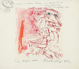 Pierre Alechinsky 1962 lithograph Les Yeux Verts