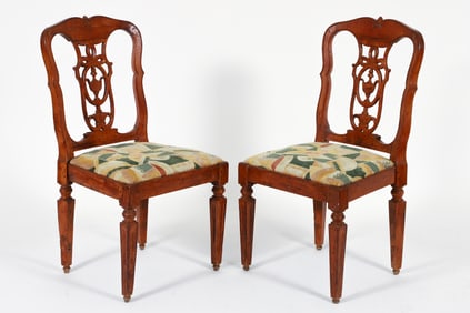 Pair of Provincial Italian Fruitwood Side Chairs