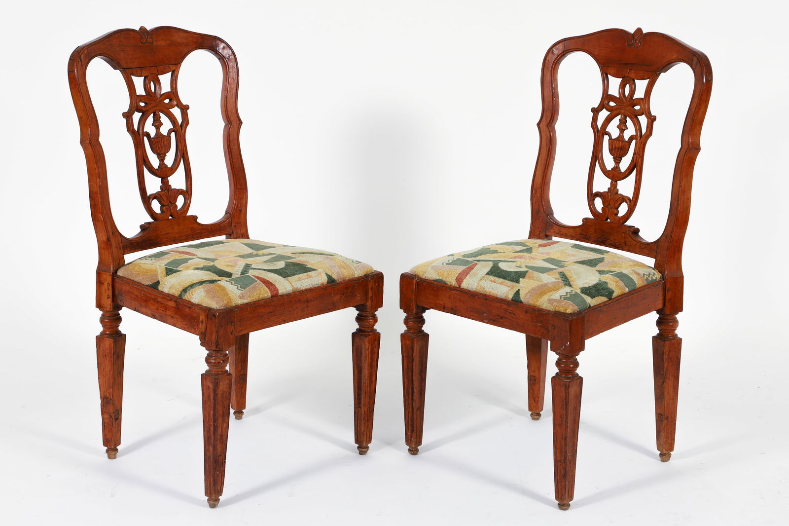 Pair of Provincial Italian Fruitwood Side Chairs (1 of 6)