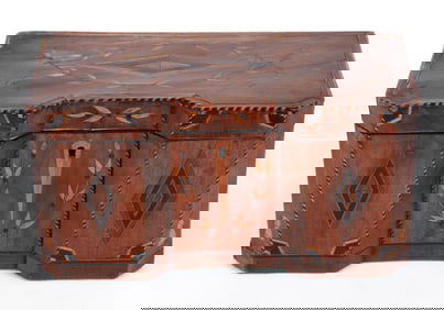 Extensively Inlaid Wooden Tea Caddy, Shreve Crump and Low
