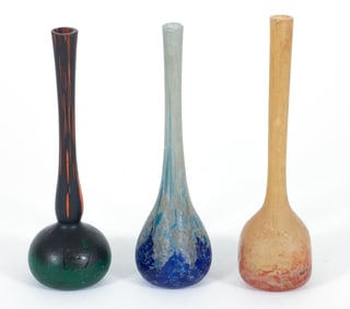 3 Daum or Daum Style Miniature Bud Vases