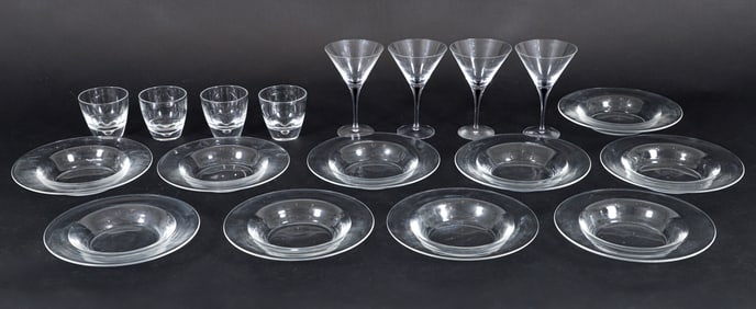 Collection of 14 Steuben Pieces Plus 4 Unmarked Martini Glasses
