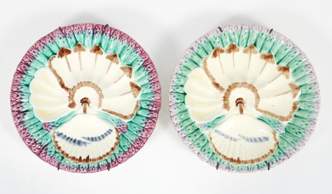 Pair of Longchamp French Majolica Asparagus Plates