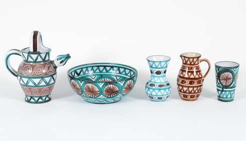 Robert Picault Vallauris Ceramic Vases, Pitchers, and Bowl