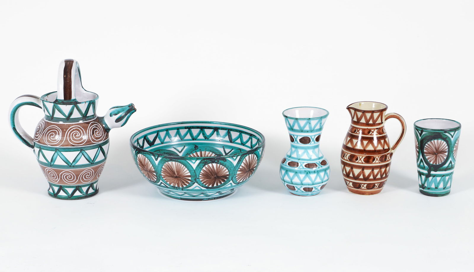 Robert Picault Vallauris Ceramic Vases, Pitchers, and Bowl (1 of 7)